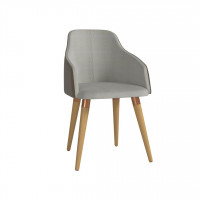 Manhattan Comfort 1018178 Martha Double-Sided Fabric Leather Accent Chair in Grey
